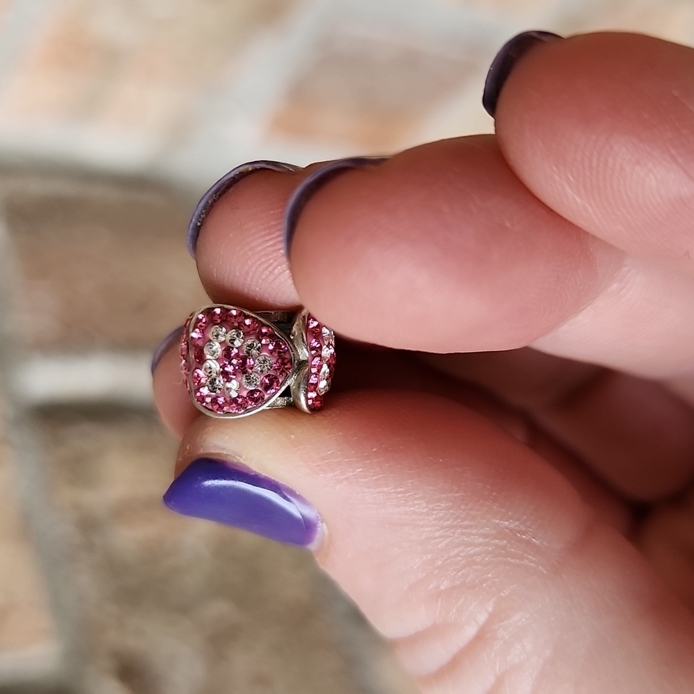 Sterling Silver European Style Bead Valentine's Day Pink Heart